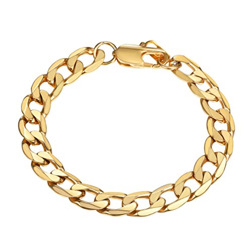 PROSTEEL Chapado en Oro 18K Brazalete Cuba Curb Chain 9mm