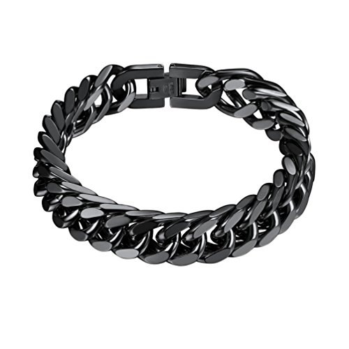 PROSTEEL Pulsera para Hombre 21cm de Cadena Cubana de Acero Inoxidable Juego de Joyería de Cuerpo para Hombre 12mm