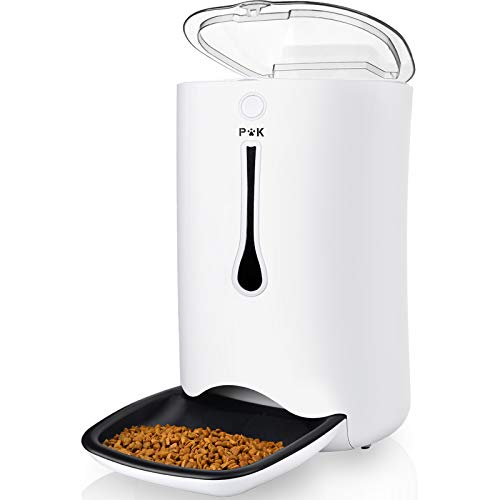 PUPPY KITTY 7L Comedero Automático para Perros y Gatos, Alimentador automático con Temporizador con hasta 4 Comidas al día, Pantalla LCD y función de grabación de Sonido (Blanco).