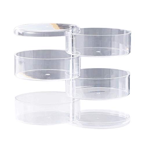 QBV Caja De Almacenamiento De Ewely 4 Capa 360 ° Rotación Transparente, para Almacenamiento Pendientes De Mujer Pendientes Collares Anillos Pulseras Cuerda para El Cabello (Color : Clear)