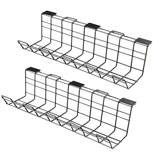 qipuneky Organizador de cables de escritorio,para fácil gestión de cables, soporte para cables de metal para oficina y cocina (negro)