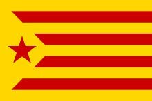 Q&J Bandera de Catalunya Estelada con Estrella roja - Medidas 150 x 90 cm. - 100% Polyester para Interior y Exterior