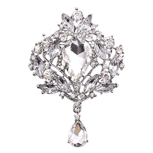 QXLG Alfiler Broches de Gota de Agua de Cristal Grande para Las Mujeres Vintage Moda Colgante Estilo Elegante Boda Pines Fiesta Joyería para Mujer Bouque Exquisito (Metal Color : 560)