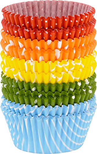 RBV Birkmann Easy Baking - Papel para magdalenas (4,5 cm de diámetro, 7,5 cm de diámetro), diseño estampado, color blanco y multicolor, papel, estampado, diámetro de 7 cm