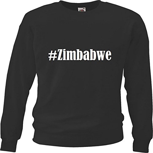 Reifen-Markt Sudadera Hashtag #Zimbabwe para mujer, hombre y niños en los colores negro, blanco y azul con estampado Negro Herren X-Large