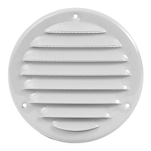 Rejilla de ventilación de 240 mm de diámetro, color blanco, con protección contra insectos y entrada de aire, redonda, de metal, dimensiones interiores: 200 mm