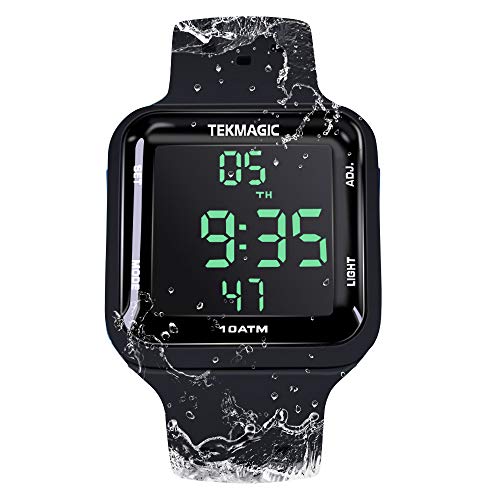 Reloj Resistente al Agua 10 ATM 100m Luminoso Reloj de Buceo con Funciones de Despertador, Cronómetro, Zona Horaria Dual, Calendario, Formato de 12/24 Horas