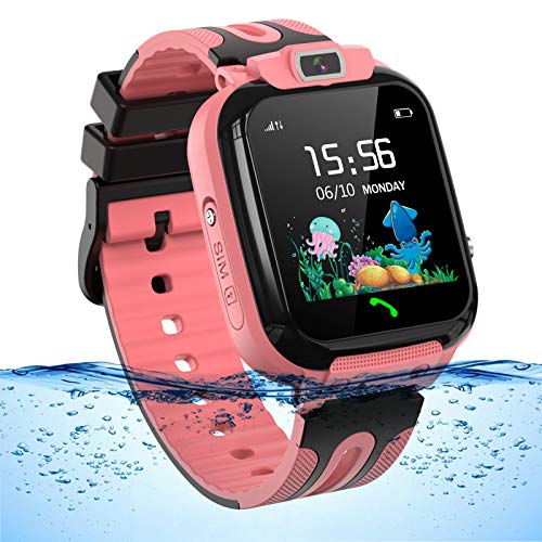 Reloje para Niño,Smartwatch para Niños Niña Relojes Inteligentes con Llamada, Chat de Voz, SOS, Modo de Clase Cámara Juegos Regalo para Niños de 3-12 años, Solo soporta 2G Tarjetas Micro SIM (Rosa)