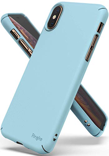 Ringke Slim Compatible con Funda iPhone XS y Funda iPhone X, Ajuste en el Mango Slender Borde Curvado Mejorar Protectora Superior de Revestimiento Dura de la PC para Apple iPhone XS - Azul Sky Blue