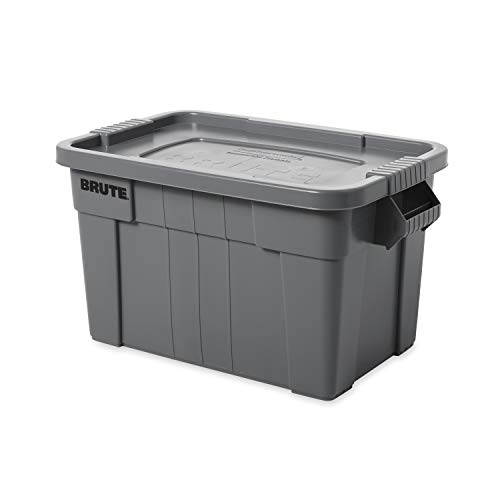 Rubbermaid Commercial Products Brute Tote - Caja de almacenamiento con tapa, capacidad de 75.5 litros, gris