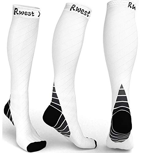 Rwest X Calcetines de compresión Medias de compresión para Hombres y Mujeres, Deporte, Trotar, Correr, Volar, Viajar, varicosas，Embarazo y médicos, Aumentar la circulación sanguínea, la regeneración