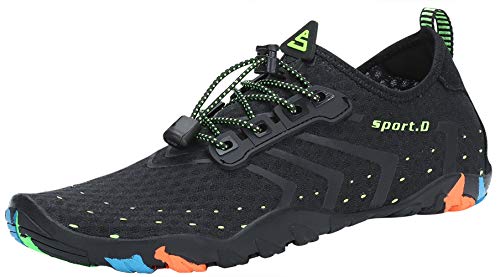 SAGUARO Escarpines Zapatos de Agua Calzado Playa Zapatillas Deportes Acuáticos para Buceo Snorkel Surf Natación Piscina Vela Mares Rocas Río para Hombre Mujer (Negro,39 EU)