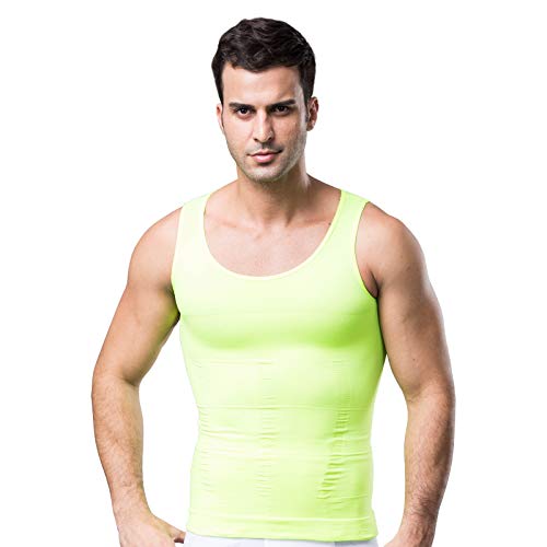 Sebasty Ropa Interior Adelgazante para Hombre,Chaleco de Peso,Entrenador de Cintura,Corsé Moldeador de Cuerpo para Hombre,Fajas de Alta Elasticidad,Green-Xlarge