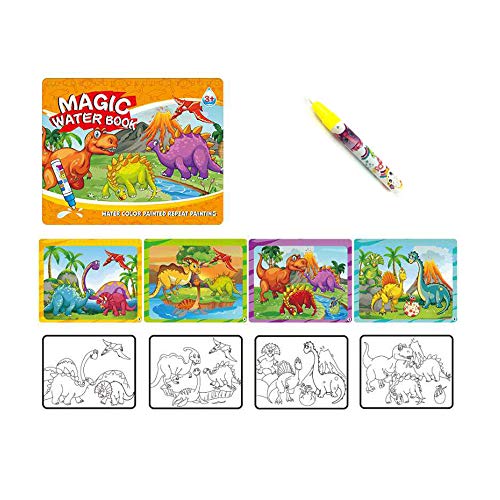 Sipobuy Magic Water Drawing Book Agua Libro para Colorear Doodle con Magic Pen Tablero de Pintura para niños Educación Dibujo Juguete (Dinosaurio)