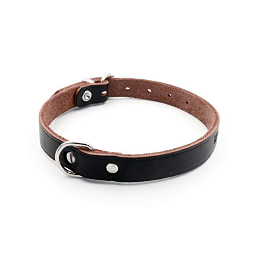 SK9 Collar Perro clásico de Cuero Natural Suave,Calidad Alemana,Color Negro,Ancho 16mm,Largo 28-37cm(368N)