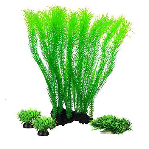 Smoothedo-Pets - Planta artificial de plástico para acuario, diseño de peces de tamaño medio/alto: 35 cm, color verde