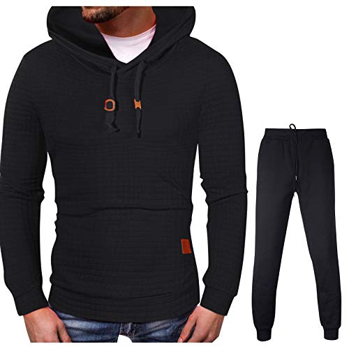 Snakell Chándal Hombre Completo 2 Piezas Conjunto de Ropa Deportiva Top Sudadera de Manga Larga con Cremallera y Capucha + Pantalones Largos de Cintura Elástica Traje Informal Otoño Primavera