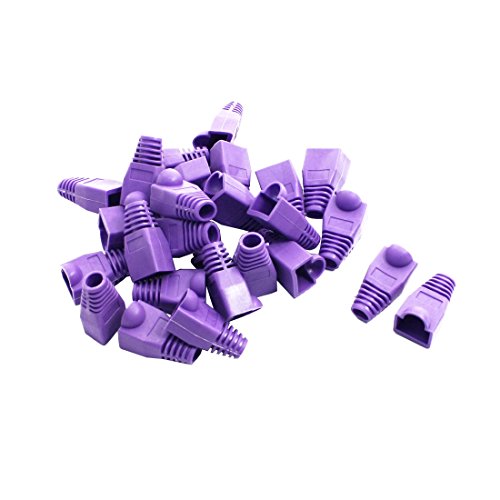 sourcing map 25 Piezas Morado Red Cable RJ45 Enchufe de Tapones embellecedores de Fundas para Conectores de tensión