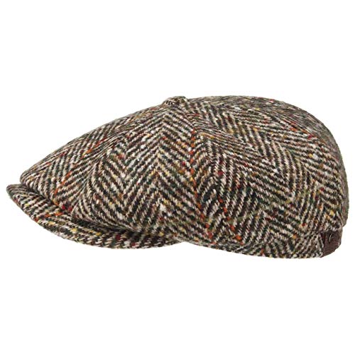 Stetson Gorra Hatteras Herringbone Hombre - Made in The EU Newsboy de Invierno con Visera, Forro otoño/Invierno - 58 cm Beige