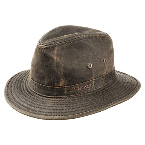 Stetson Sombrero vagabundo Traveller para Hombre - Sombrero Aventurero de algodón con protección UV 40+ - Sombrero de Exteriores Estilo Retro - Verano/Invierno - marrón XL (60-61 cm)