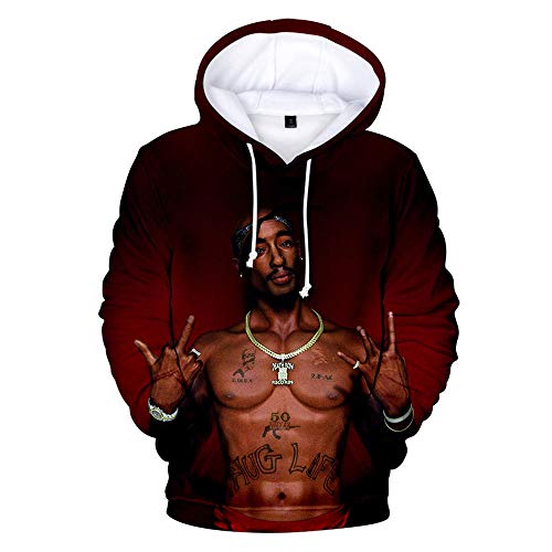 Sudaderas con Capucha Rap 2PAC Sudadera para Hombre con Capucha Hombres/Mujeres Suéter 2Pac Jerseys Gorra de Invierno Chándales Manga Larga Suelta