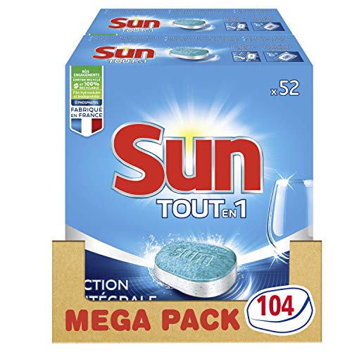 Sun Tablets lavavajilla tout-en-1 Standard X 52 Pastillas 4 meses de lavados) – Lote de 2