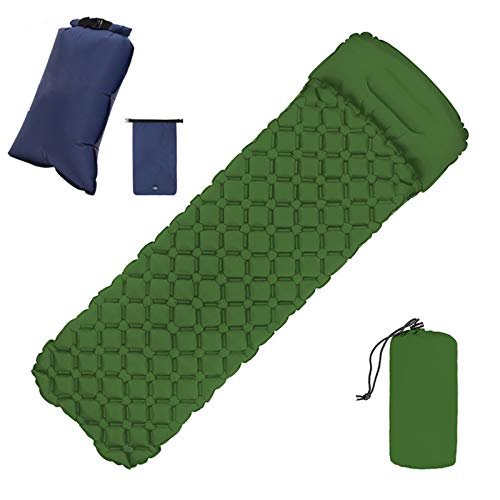 Syfinee Camping Sleeping Pad Mat with Pillow Fast Filling Portable Camping Pad for Outdoor Camping, Backpacking, Hiking, Airpad, Inflating Bag, Carry Bag, Compact Lightweight Air Mattress