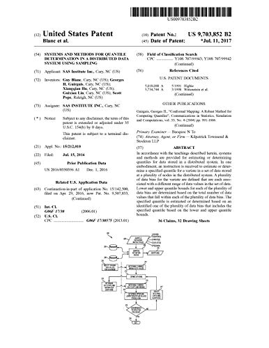 Systems and methods for quantile determination in a distributed data system using sampling: United States Patent 9703852 (English Edition)