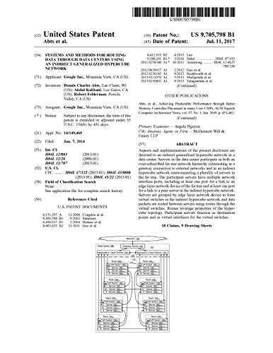 Systems and methods for routing data through data centers using an indirect generalized hypercube network: United States Patent 9705798 (English Edition)