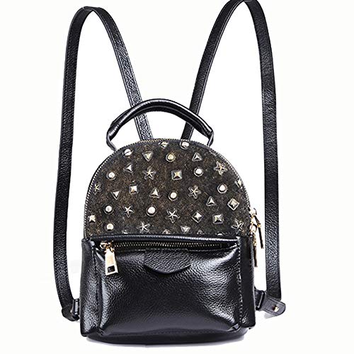 T-ara el Nuevo Mochila de Moda de Lychee de Cuero de la Nueva Minifalda de Las Mujeres Imprescindible para el Senderismo (Color : Black, Size : 16 * 11 * 21cm)