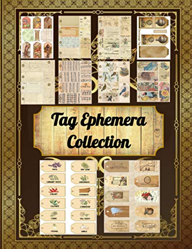 Tag Ephemera Collection: Vintage Tags Scrapbooking Embellishments –Scrapbook Floral Music Birds Invoices Old Music Book Pages Nautical Travel ... Sided Vintage Style for Your Crafting Ideas