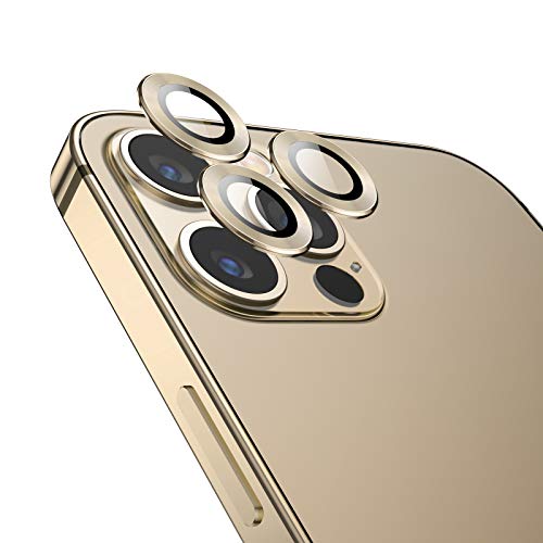 TAMOWA Protector Cámara Compatible con iPhone 12 Pro Max, Protector de Lente de cámara de Anillo Protector Metálico de Vidrio Cristal Templado Compatible con iPhone 12 Pro Max, Oro