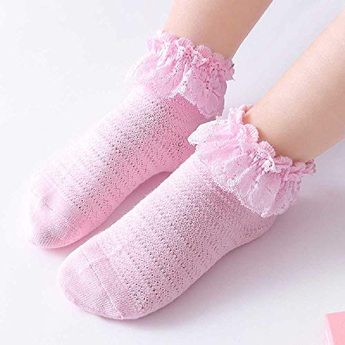 TUOLUO Calcetines para Niños Primavera Y Otoño Verano Niñas Calcetines De Encaje Princesa De Encaje Bebé Calcetines De Boca Suelta Calcetines De Bebé Calcetines De Algodón 9-12cm 6-12 Meses/Rosa