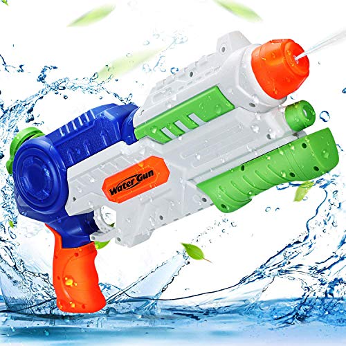 Ucradle Pistolas de Agua, 1200ml Pistola de Chorro de Agua para Niños Adultos, Potente Squirt Gun con un Alcance Largo 8-10m, Verano Juguetes de Agua Juego, Playa, Piscina, Jardin