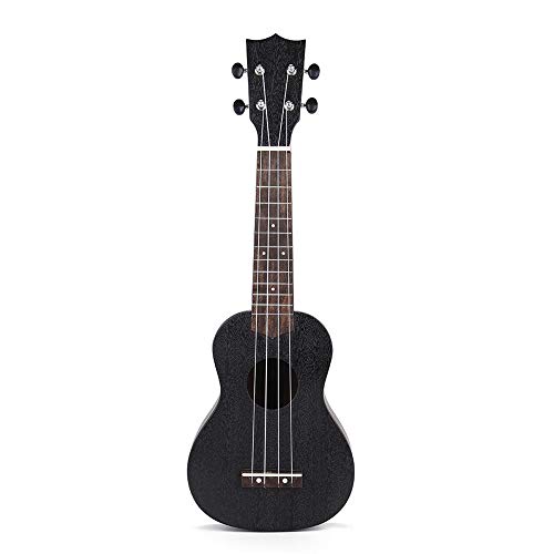 Ukelele de madera para niños de 21 pulgadas, 4 cuerdas, de caoba (tamaño: 21; color: negro)