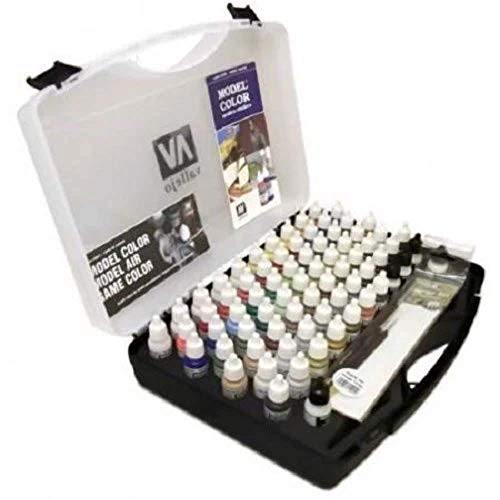 Vallejo - Set de pinturas [72 colores + 3 cepillos + maletín portátil](VAL-70172)