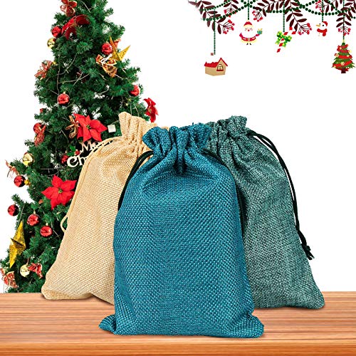 Vegena 30 Bolsa de Lino 13 cm x 18 cm, Bolsas de Regalo Naturales para Rellenar Calendario de Adviento, Joyas, Bodas, Fiestas, Navidad, Manualidades (3 Colores)