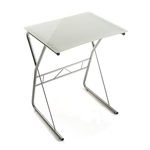 Versa 10330080 Mesa de Ordenador o Escritorio Leipzig, Cristal, Blanco, 75 x 47,5 x 60 cm