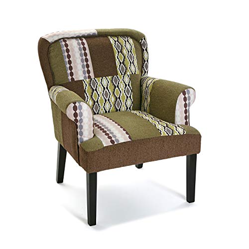 Versa 19501346 Sillón tapizado Boise, 89x71x72 cm, Verde, Marrón y Negro, Butaca