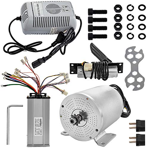 VEVOR Motor Scooter Eléctrico, Eléctrico Motor sin Escobillas, 48V DC Scooter Eléctrico 1800W con Controlador, Pedal y Cargador, Kit Motor para Bicicleta Eléctrica, Llaves Gratis + Juego de Tornillos