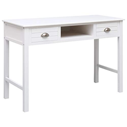 vidaXL Escritorio Madera Mobiliario Decoración Oficina Casa Clásico Modelo Vintage Mesa Consola Auxiliar Elegante Práctico Robusto Blanco 110x45x76cm