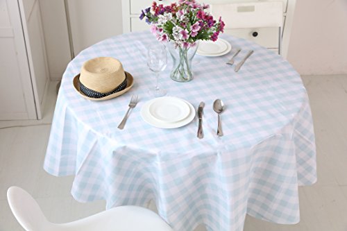 Vinylla Mantel para mesa (PVC, fácil limpieza), diseño de gingham con cuadros, color azul - Large(90 x 70)