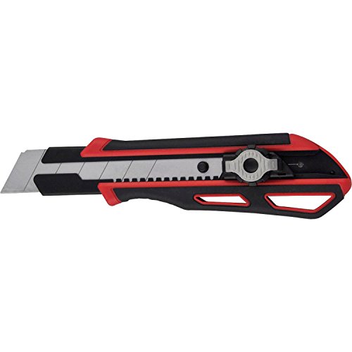 Viwanda - Cuchillo Retractable ViCUT Cutter Rojo de Servicio Pesado de 25mm con doble cierre duo-lock y con hojas extra anchas de acero inoxidable y guarda hojas