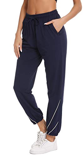 Vlazom 100% Algodón Pantalones para Mujer Largos de Suave, Pantalones Deportivos Comodo y Moderno Dos Bolsillos