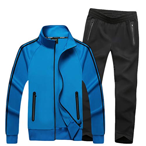 WanYangg Chandal Tallas Grandes para Hombre Mujer Unisexo 2 Piezas Desgaste De Pareja Casual Conjuntos Deportivos Chándal Manga Larga Cremallera Chaqueta + Pantalones M-Blue # 1 8XL