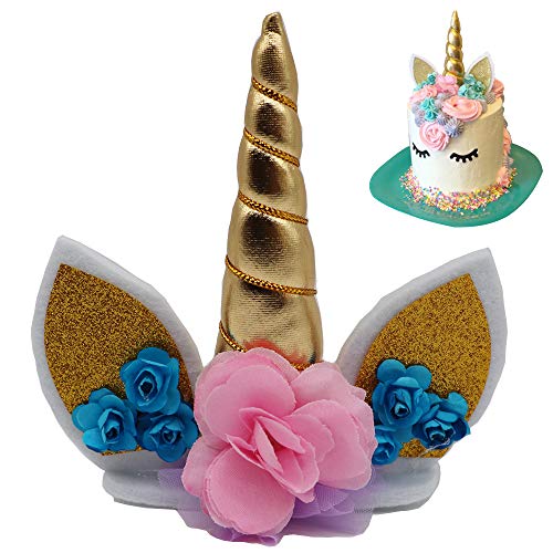 WELL BUY Decoración para Tarta de Unicornio Decoración Pasteles Unicornio, Decoración de Unicornio para Pastel Fiesta Boda y Cumplea?os,Decorativo Que Incluye Cuerno Orejas y pesta?as de Unicornio