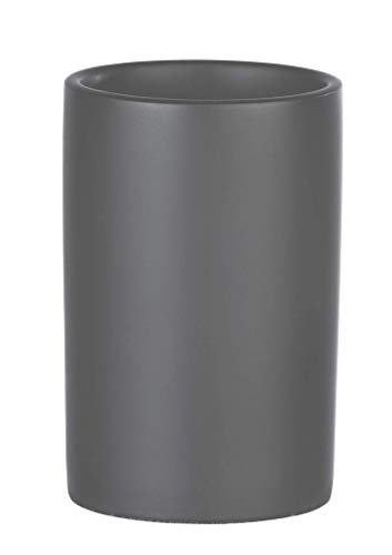 WENKO Vaso higiene dental Polaris gris mate - Soporte para cepillos de dientes, para cepillos y pasta de dientes, Cerámica, 7 x 11 x 7 cm, Gris