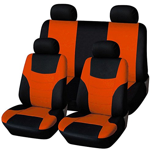 WINOMO 8Pcs Funda de Asiento de coche clásica universal Protector de asiento de coche que labran Seat Covers Set (naranja)