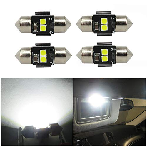 WLJH Chipset 3030 extremadamente brillante Canbus Festoon 1.1 pulgadas 28 mm LED Sunvisor Vanity espejo luz tronco carga cortesía tamaño DE3021 DE3022 300 lúmenes blanco puro 6000k paquete de 4