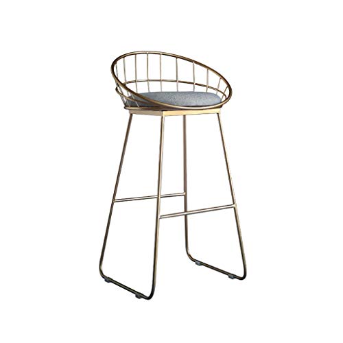 WRISCG Taburete de Bar, Silla de mostrador Silla de Desayuno de Cocina Silla tapizada con Esponja, Silla Alta de Metal (Color: Dorado, Tamaño: 65 cm)